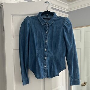 Express Blue Denim Button-Down Shirt
